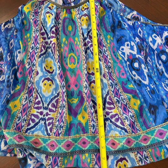 Zara Blue and Purple Patterned Blouse size Xl - Picture 7 of 9